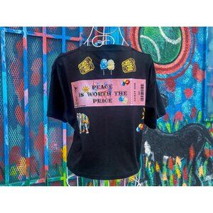 PEACE Is Worth The Price (c) Crop T Shirt Sz Medium- Black With Gold Foil